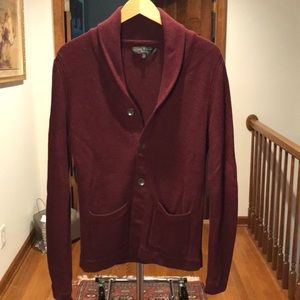 Burgundy rag and bone merino wool cardigan